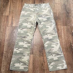 DKNY Woman's Green Camouflage Straight Jeans